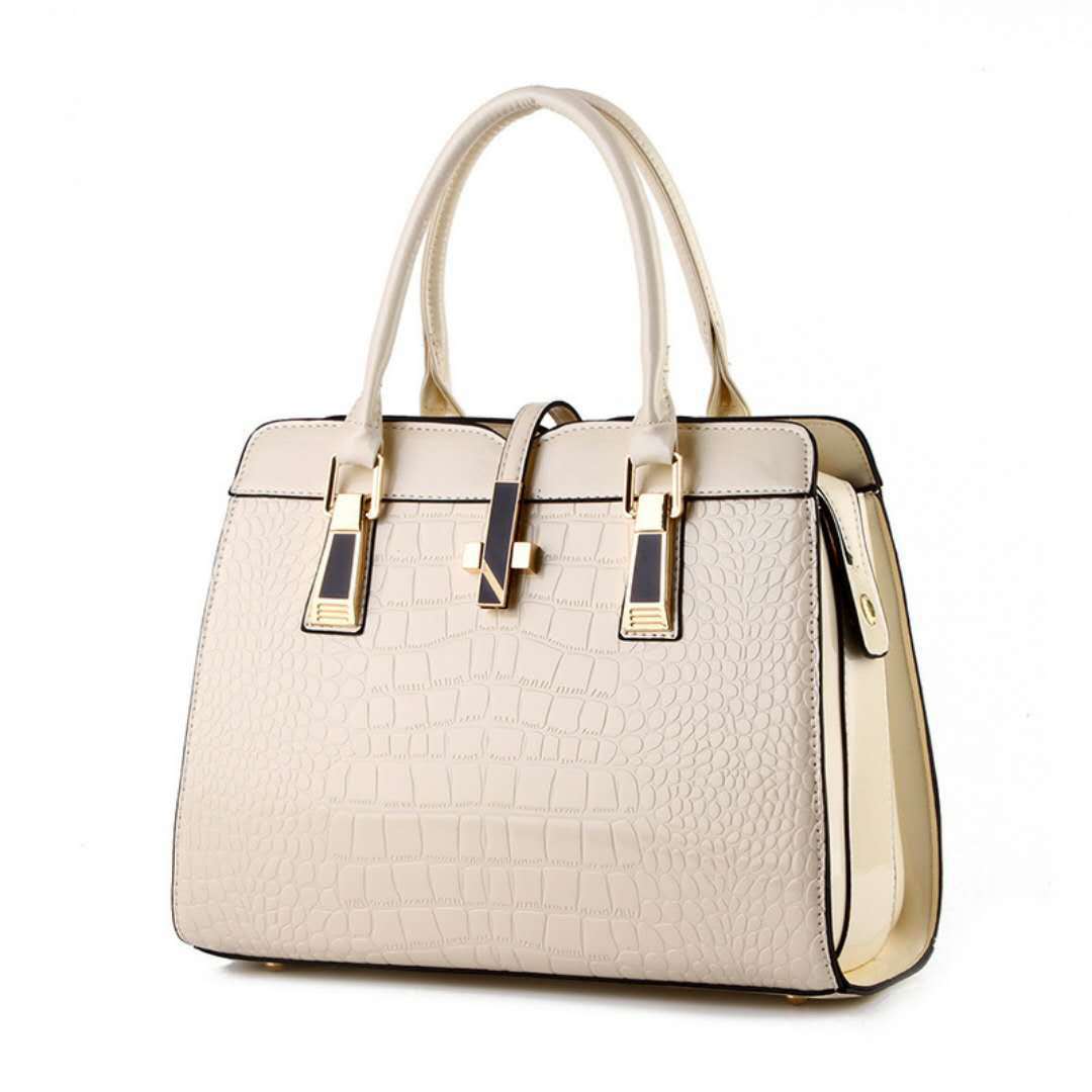 Women's Bright Leather Crocodile Texture Portable Large Bags