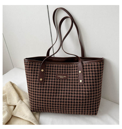 Women's Commuter Large Capacity Autumn Plaid Trendy Shoulder Bags