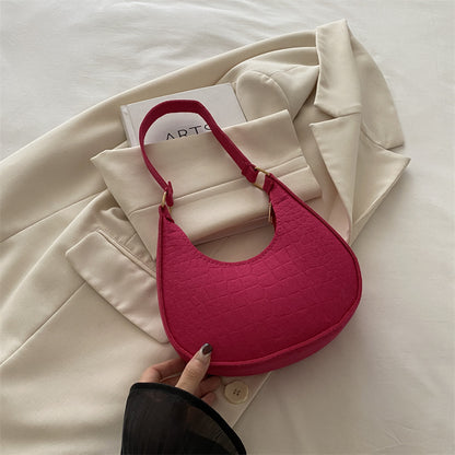 Women's Simple Texture Pouches Autumn Fashion Underarm Shoulder Bags