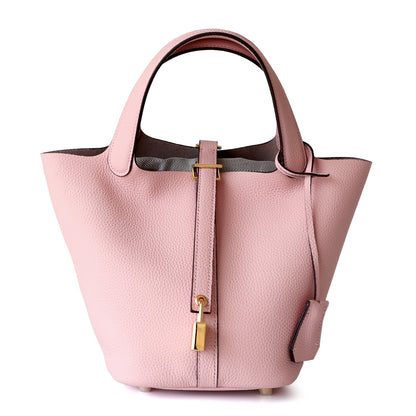 Women's Basket Genuine Leather Bucket Commuter Lychee Pattern Handbags