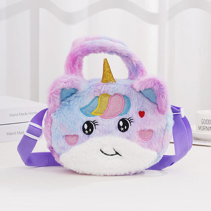 Sacs à bandoulière pour enfants en peluche avec motif de princesse et licorne mignonne