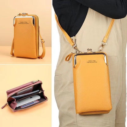 Mobile Pouch Vertical Zipper Fashion Litchi Bags