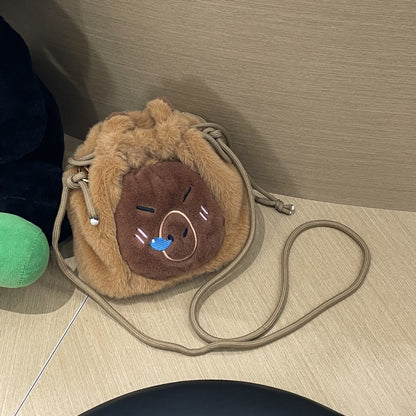 Good-looking Plush Cartoon Drawstring Cute Capybara Crossbody Bags