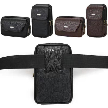 Men's Outdoors Across Leather Mobile Zipper Phone Bags