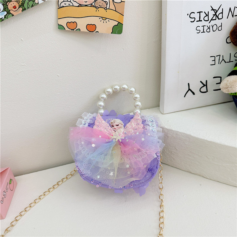 Children's Princess Elsa Cute Fashion Doll Bow Children's Shoulder Bags