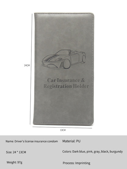 Pochette de protection pour permis de conduire en cuir avec motif pour carte d'assurance automobile