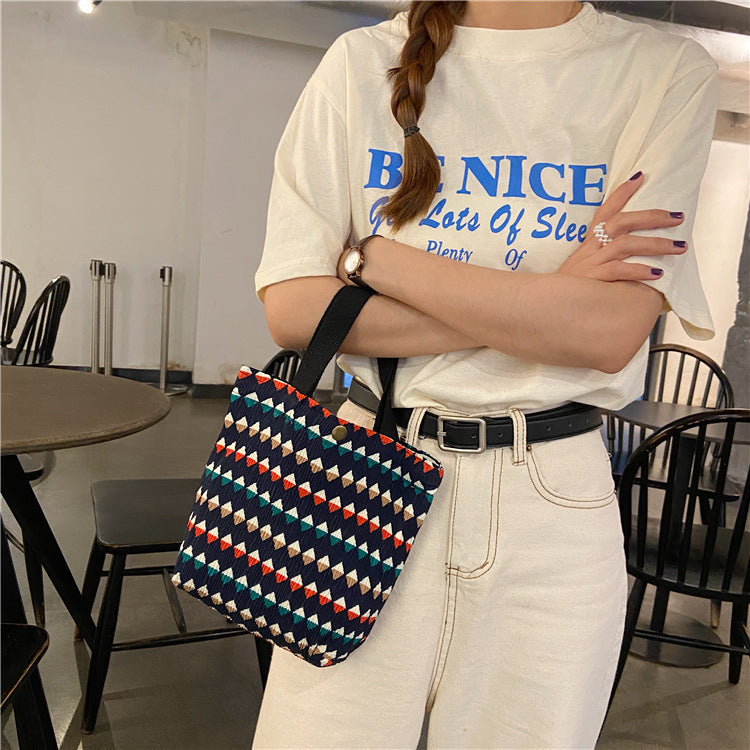 Women's Simple Cute Cloth Printed Lunch Handbags