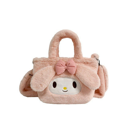 Cute Pink Bunny Furry Cartoon Korean Crossbody Bags