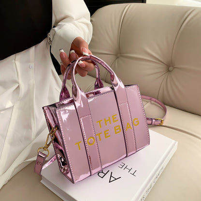 Popular Glossy Small Tote Letter Printed Handbags