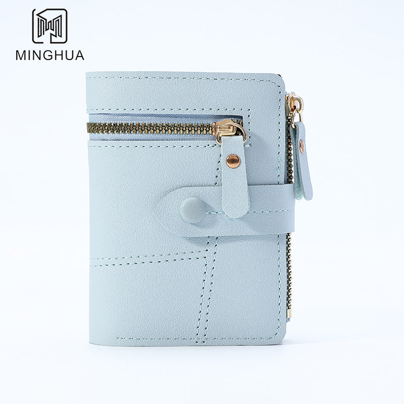 Women's Button Solid Color Thin Short Purses