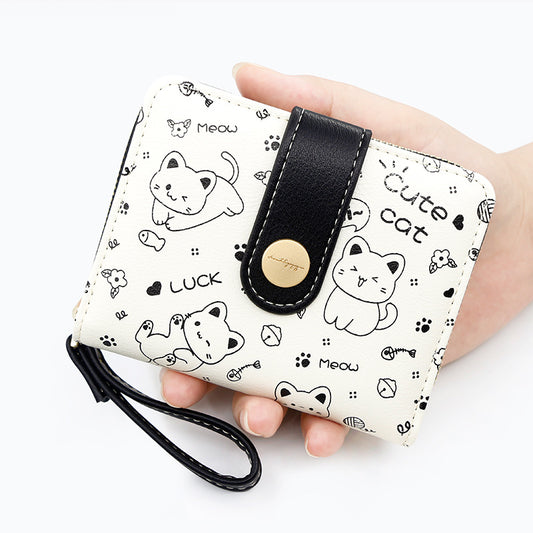 Women's Simple Cute Kitten Style Pocket Portable Ladies Wallets