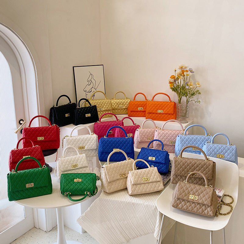 Women's Exquisite Texture Rhombus Embroidery Line Small Handbags