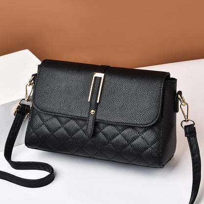 Women's Soft Leather Textured Fashion Diamond Small Shoulder Bags