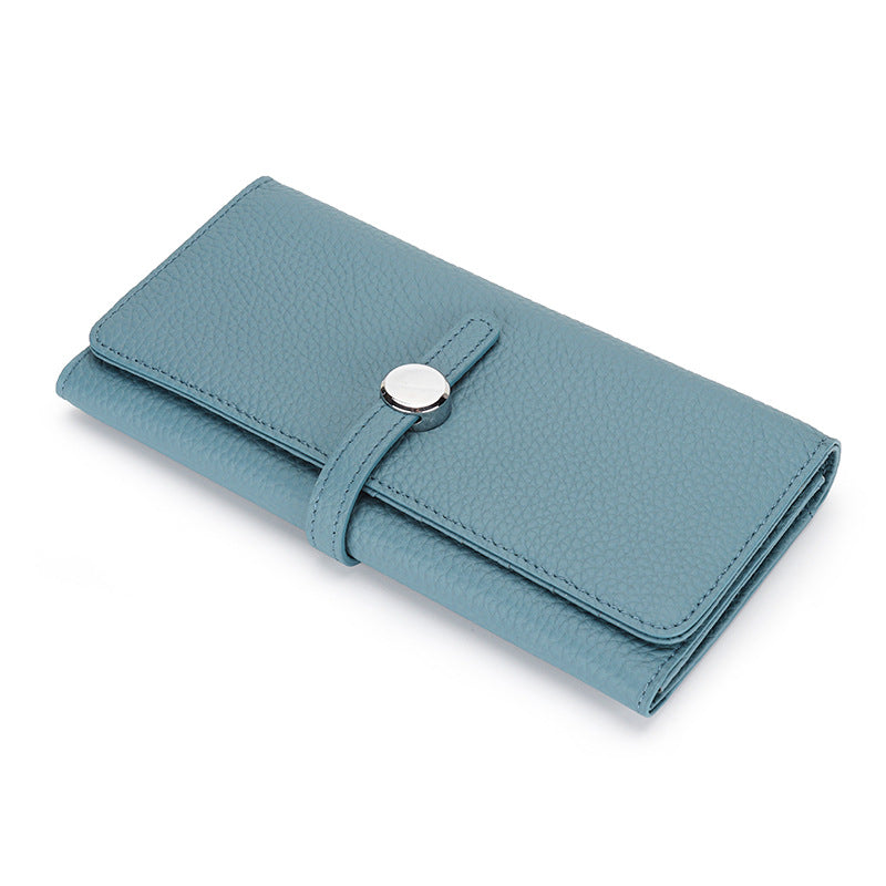 Women's Genuine Leather Folding Large Capacity Soft Ladies Wallets