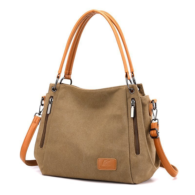 Women's Canvas Fashion Solid Color Large Capacity Crossbody Bags