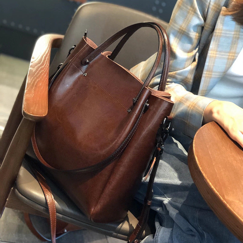 Women's Cow Leather Versatile Commuter Genuine High-grade Bags