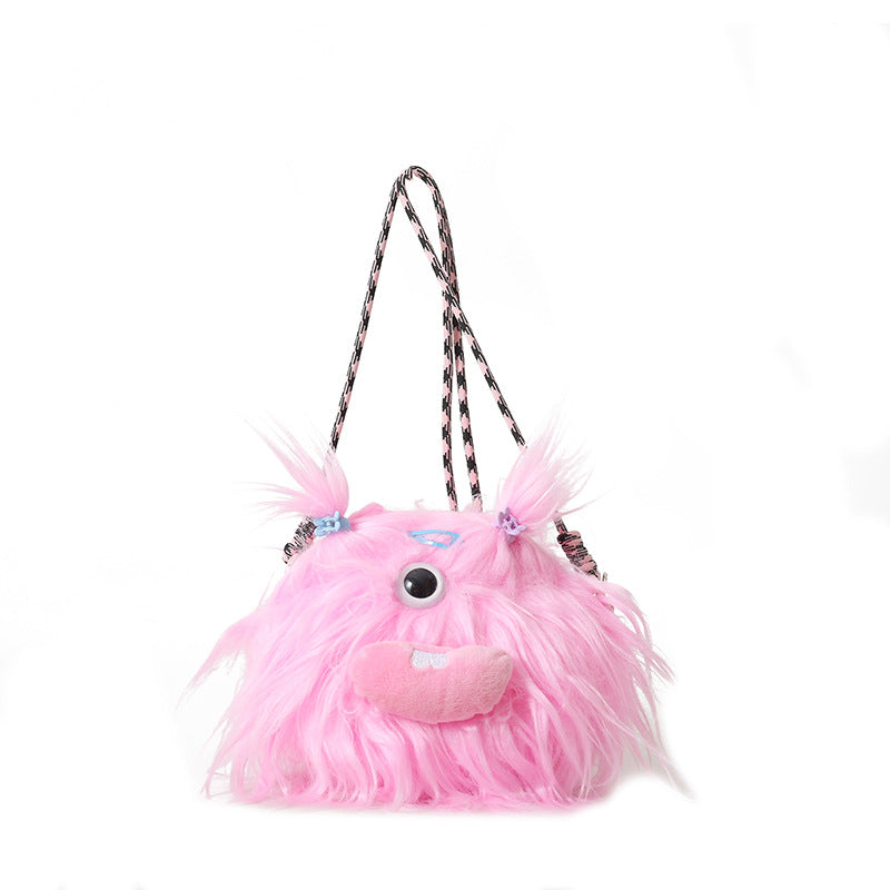 Cute Long Hair Monster Creative Braid Crossbody Bags