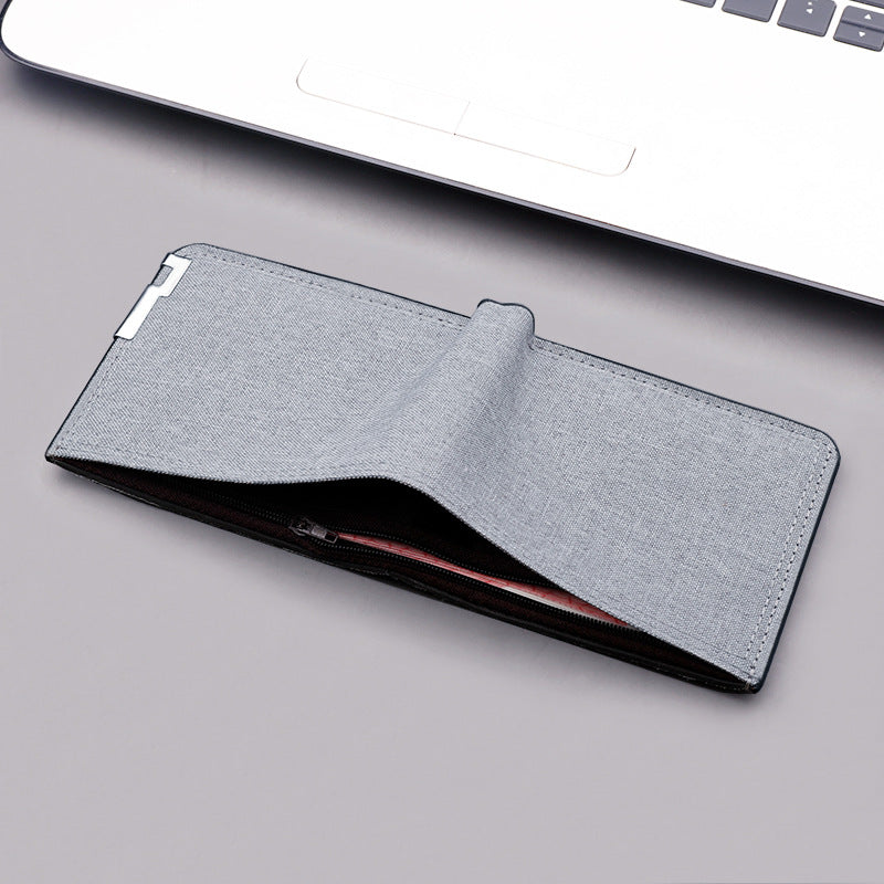 Men's Canvas Short Thin Folding Minimalist Fashion Men's Wallets