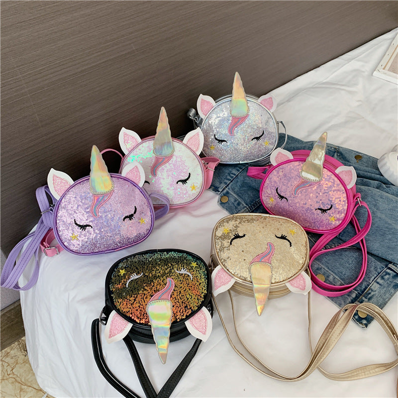 Children's Colorful Shiny Unicorn Cute Cartoon Stylish Children's Shoulder Bags