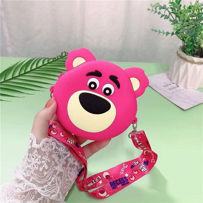 Porte-monnaie tendance en silicone pour enfants, motif ours aux fraises