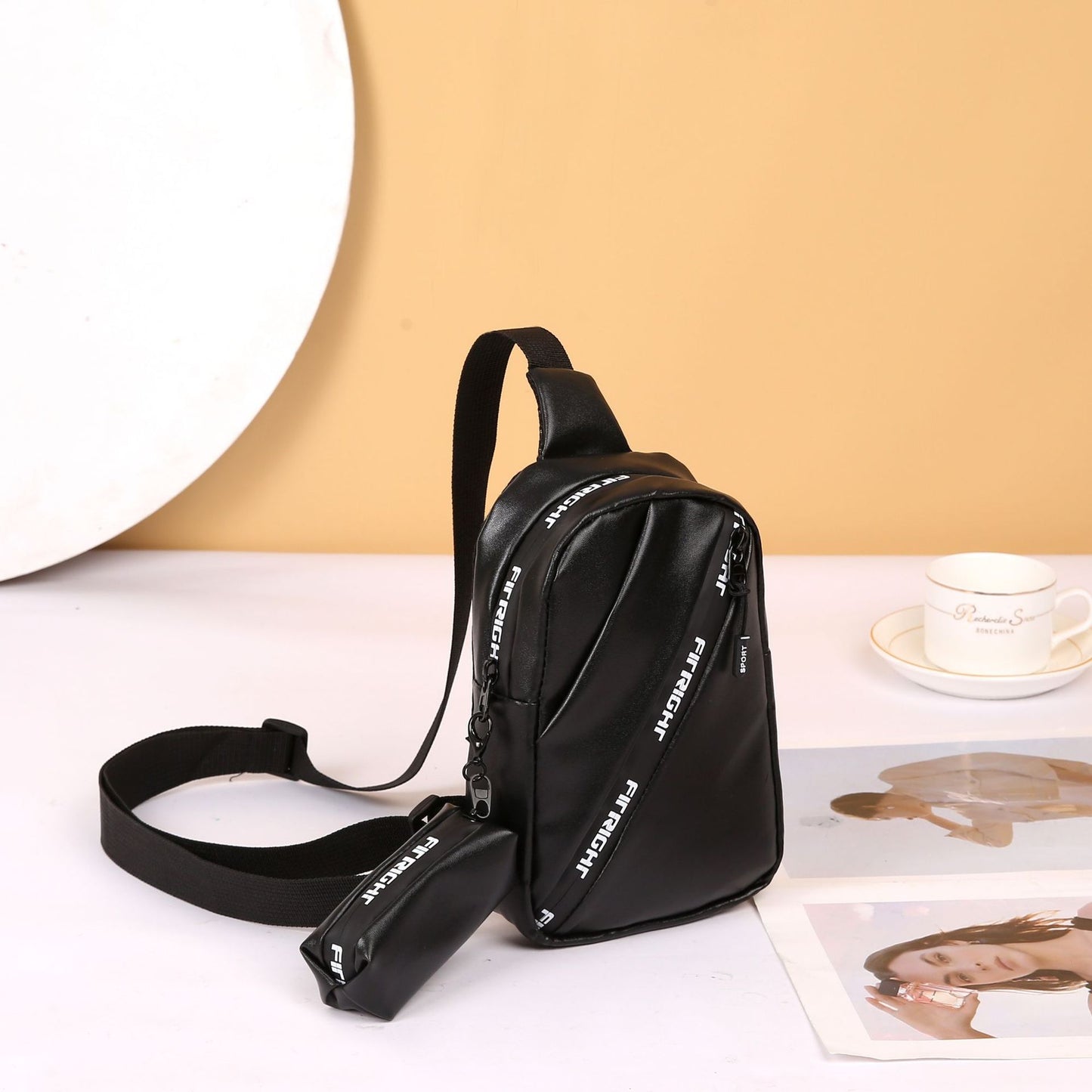 Women's Two-piece Style Letter Printing Stitching Mini Waist Packs