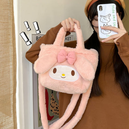 Cute Pink Bunny Furry Cartoon Korean Crossbody Bags