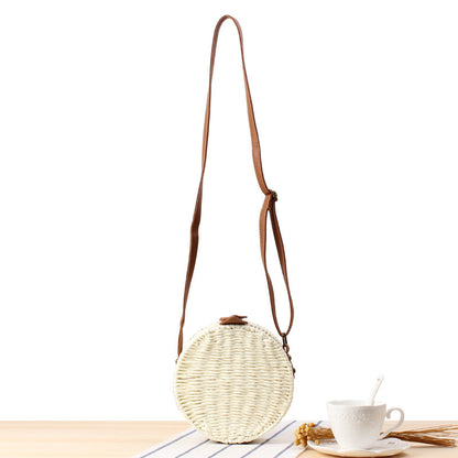 Women's Round One Woven Beach Mori Style Crossbody Bags