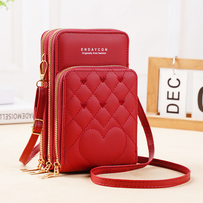 Women's Large Capacity Fashion Simple Zipper Mobile Phone Bags