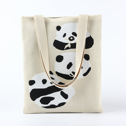 Sac fourre-tout en tricot tendance pour femme en forme de panda pour sacs à bandoulière