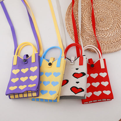 Love Korean Style Versatile Knitted Small Phone Bags