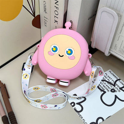 Poupée d'oeuf de dessin animé pour enfants en silicone mignon rangement porte-monnaie pour enfants