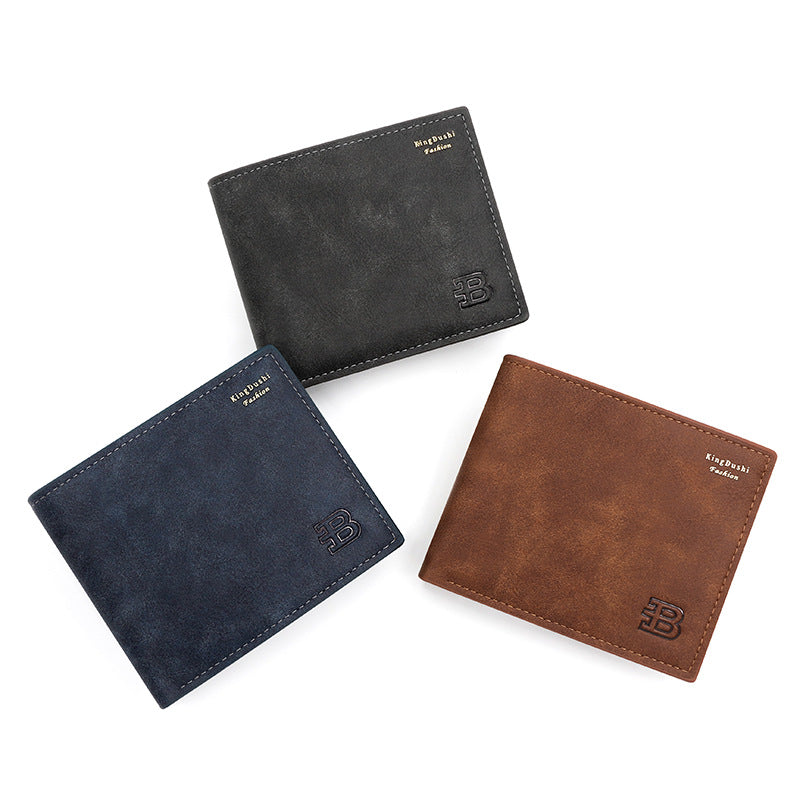 Men's Short Horizontal Frosted Vintage Broken Sier Men's Wallets