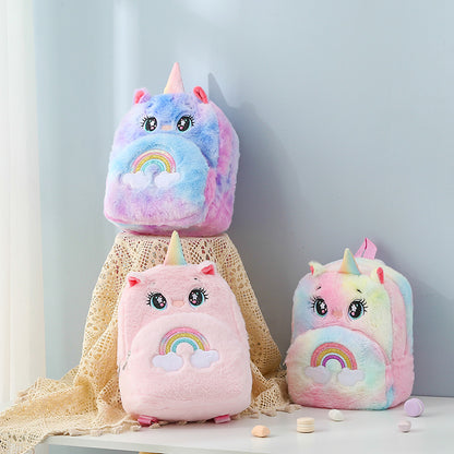 Children's Large Unicorn Colorful Plush Big Eyes Elementary School Students' Schoolbags