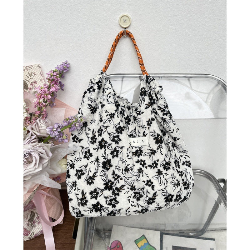 Canvas Large Capacity Totes Drawstring Wind Handbags