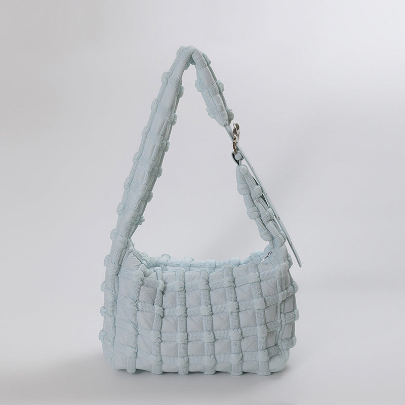 Pleated Cloud Female Niche Plaid Puff Shoulder Bags