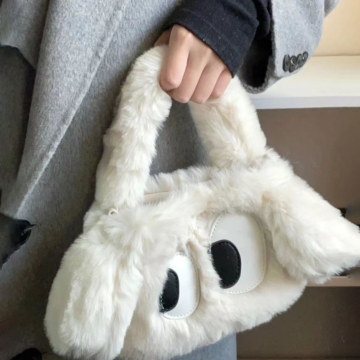 Women's Big Eye Puppy Winter Fur Cute Crossbody Bags