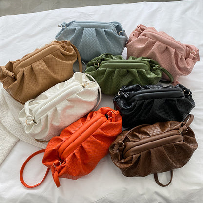 Petits sacs à bandoulière tendance plissés de couleur unie pour femmes