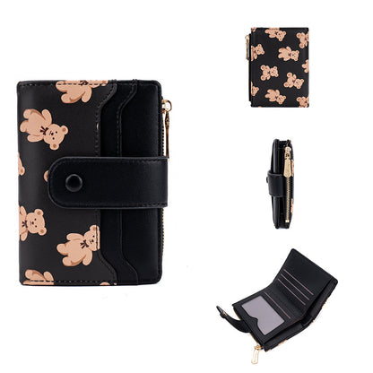 Women's Korean Style Little Bear Printed Zipper Ladies Wallets