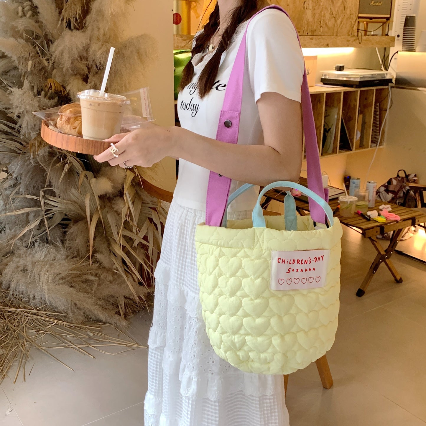 Large Capacity Milk Taro Purple Portable Handbags