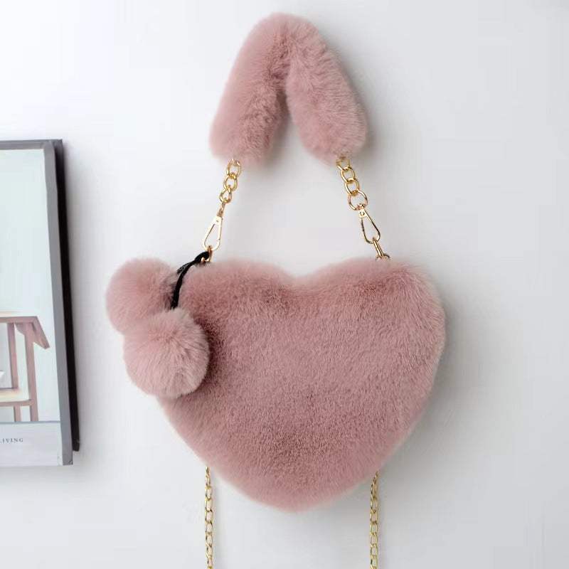 Women's Winter Versatile Korean Style Heart Shape Handbags