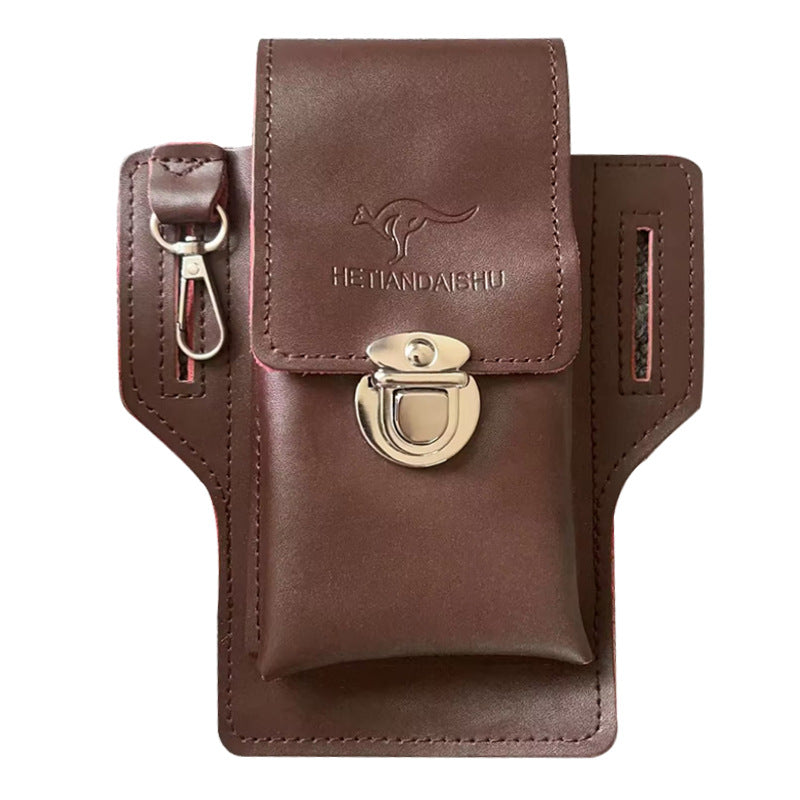 Men's Stall Long-stemmed Pipe Leather Mobile Vertical Men's Waist Packs