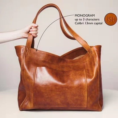 Women's Pocket Soft Leather Portable One Retro Oil Waxed Bags