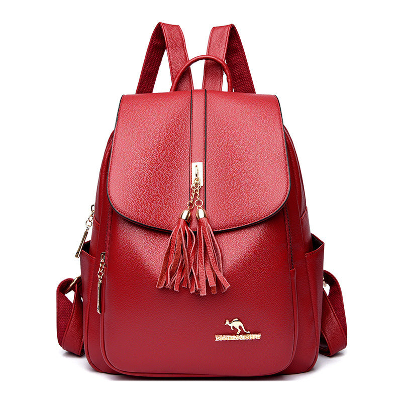 Women's Tactile Feel Fashion Tassel Large Capacity Backpacks