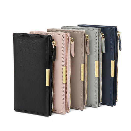 Women's Simple Clutch Long Two-fold Solid Color Ladies Wallets