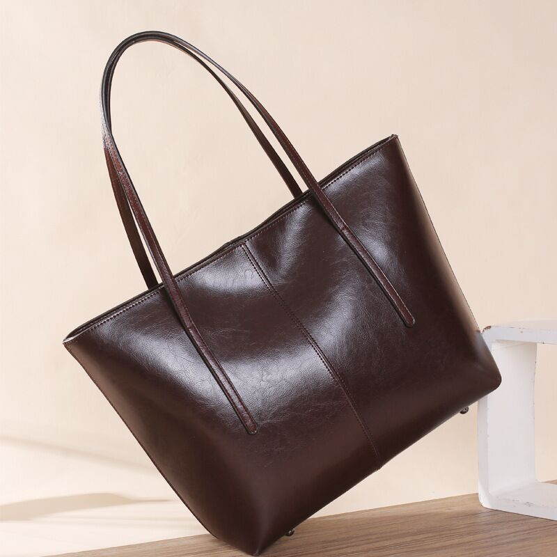 Women's Big Fashion Commuter Cowhide Portable Large Handbags