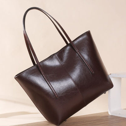 Women's Big Fashion Commuter Cowhide Portable Large Handbags