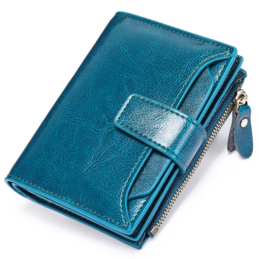 Women's Genuine Leather Short Multifunctional Zipper Lady's Ladies Wallets