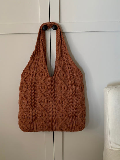 Women's Retro Knitted Handmade Wool Woven Tote Shoulder Bags