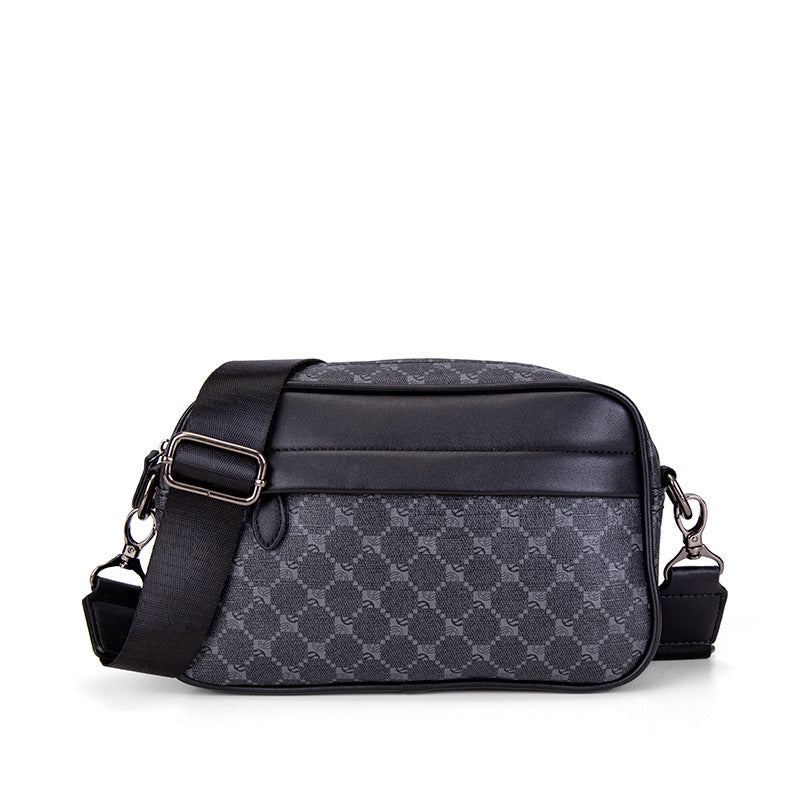 Men's Fashion Trendy Black Plaid Small Square Men's Messenger Bags