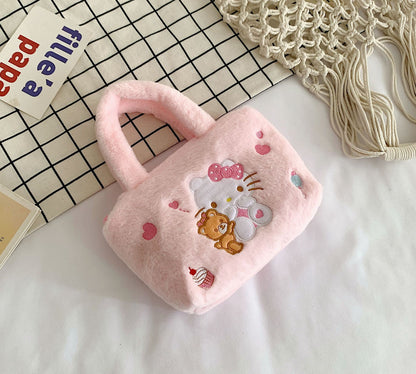 Women's Plush Clow Make-up Cute Birthday Gift Crossbody Bags